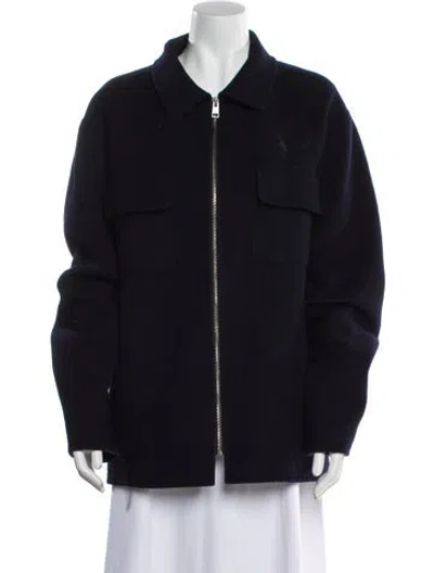 Pre-owned Sandro Wool Bomber Jacket In Blue
