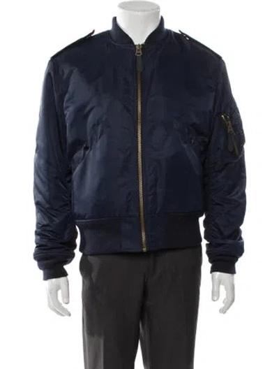Pre-owned Sandro Wool Bomber Jacket In Blue