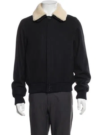 Pre-owned Sandro Wool Bomber Jacket In Blue