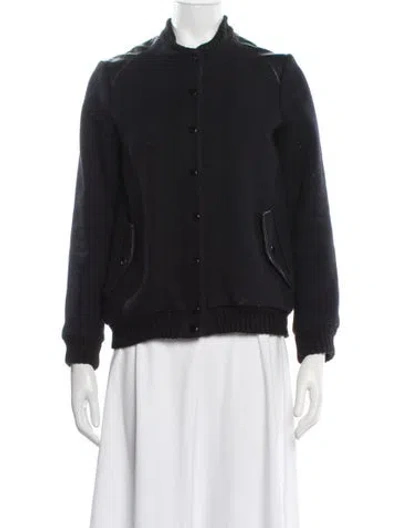 Pre-owned Sandro Wool Bomber Jacket In Blue