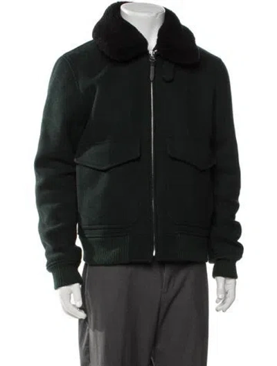 Pre-owned Sandro Wool Bomber Jacket In Green