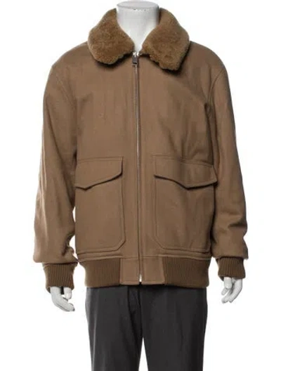 Pre-owned Sandro Wool Bomber Jacket In Neutrals