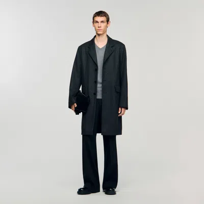 Sandro Wool Broadcloth Coat In Gray