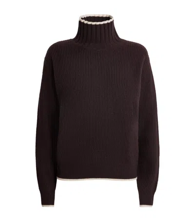 Sandro Wool-cashmere High-neck Sweater In Brown