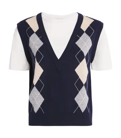 Sandro Wool-cashmere Layered Sweater In Blue
