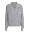 Sandro Wool-cashmere Open-collar Sweater In Gray