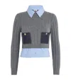 Sandro Wool-cashmere Poplin-trim Sweater In Black