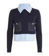 Sandro Womens Navy Blue Denim-pockets Sleeveless Knitted Top In Black