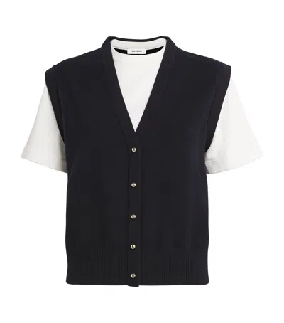 SANDRO WOOL-CASHMERE SLEEVELESS CARDIGAN