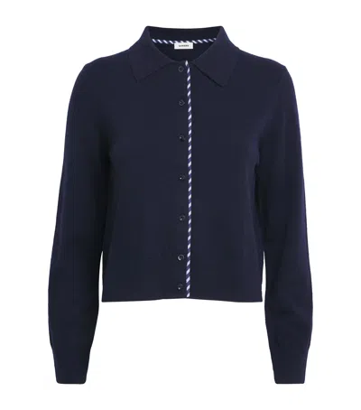 Sandro Wool-cashmere Stripe Cardigan In Blue