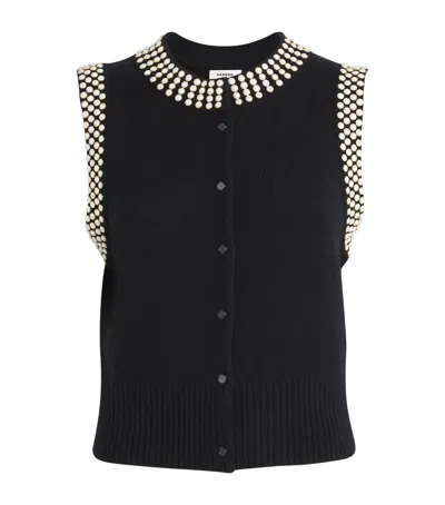 Sandro Wool-cashmere Studded Cardigan In Black