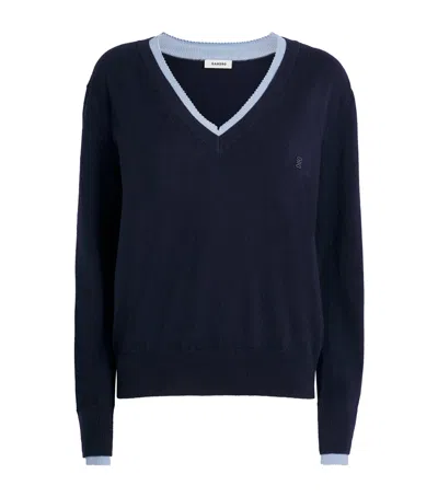 Sandro Wool-cashmere V-neck Sweater In Blue