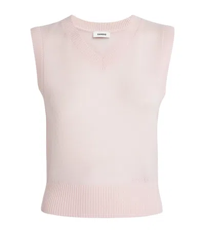 Sandro Wool-cashmere V-neck Sweater In Pink