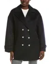Sandro Wool Coat In Black