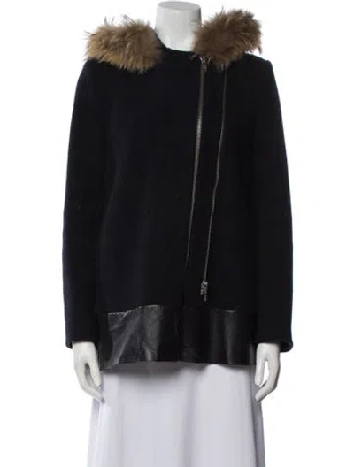 Pre-owned Sandro Wool Coat In Black