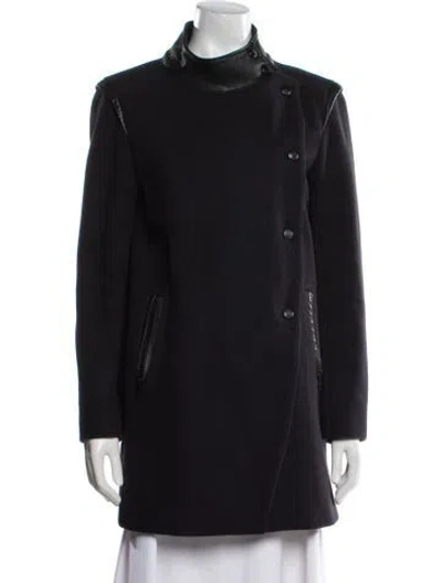 Pre-owned Sandro Wool Coat In Black