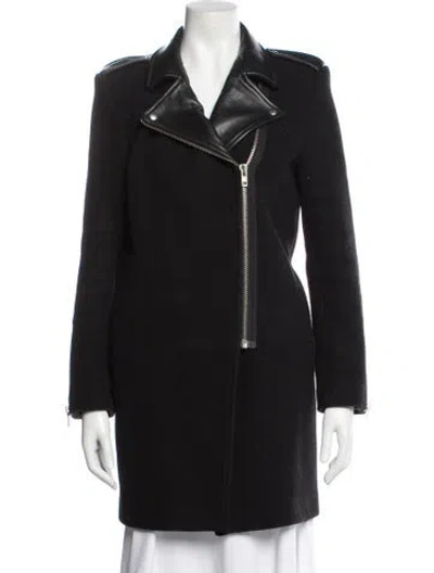 Pre-owned Sandro Wool Coat In Black