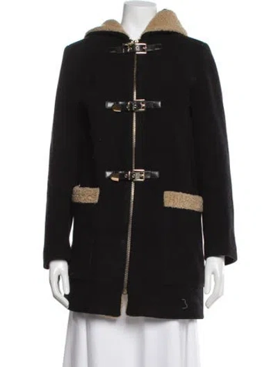 Pre-owned Sandro Wool Coat In Black