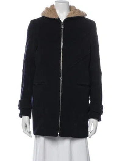Pre-owned Sandro Wool Coat In Black