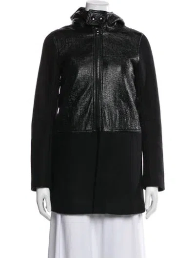 Pre-owned Sandro Wool Coat In Black