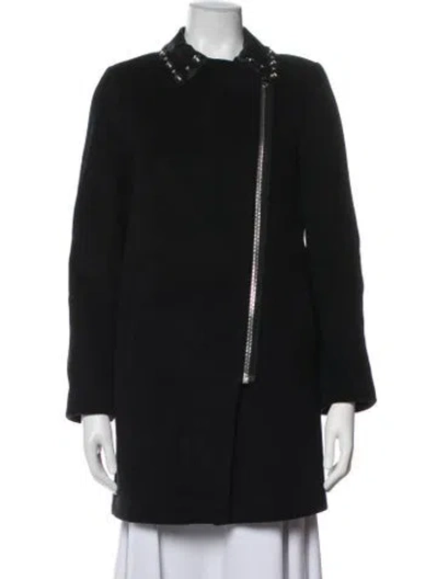 Pre-owned Sandro Wool Coat In Black