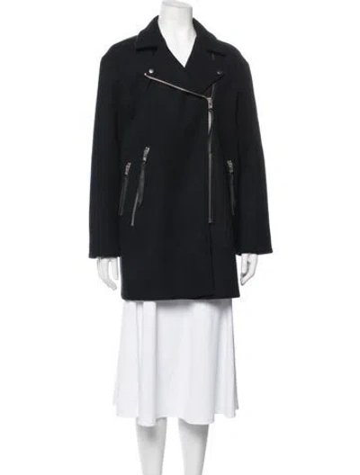 Pre-owned Sandro Wool Coat In Black