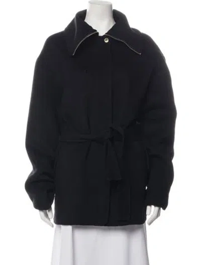 Pre-owned Sandro Wool Coat In Black