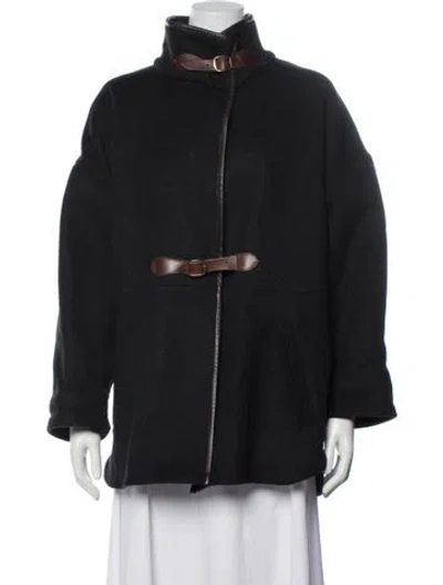 Pre-owned Sandro Wool Coat In Black