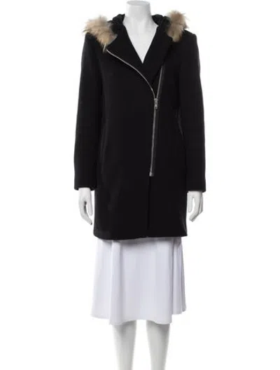 Pre-owned Sandro Wool Coat In Black