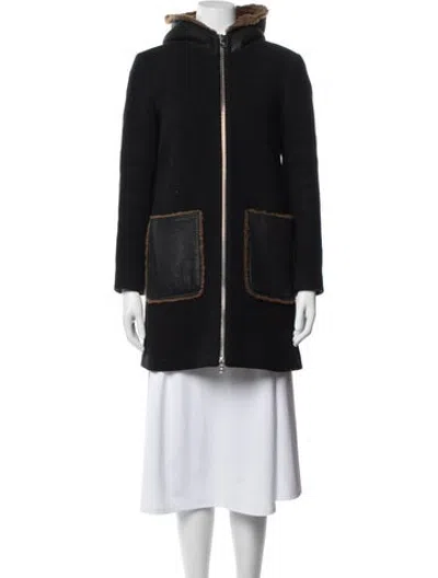 Pre-owned Sandro Wool Coat In Black