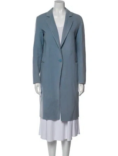 Pre-owned Sandro Wool Coat In Blue
