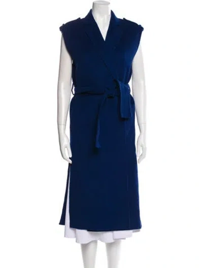 Pre-owned Sandro Wool Coat In Blue