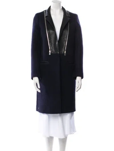 Pre-owned Sandro Wool Coat In Blue