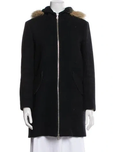 Pre-owned Sandro Wool Coat In Blue