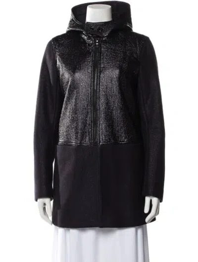 Pre-owned Sandro Wool Coat In Blue