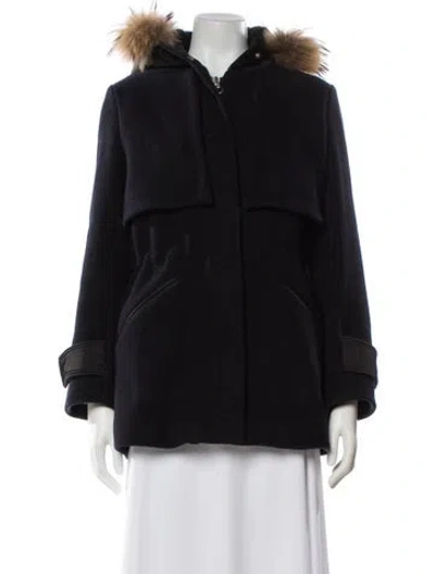 Pre-owned Sandro Wool Coat In Blue