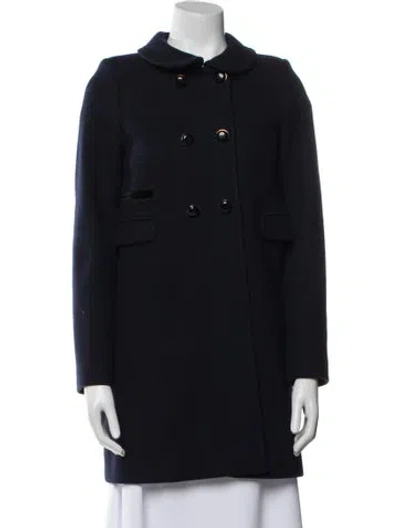 Pre-owned Sandro Wool Coat In Blue