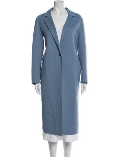 Pre-owned Sandro Wool Coat In Blue