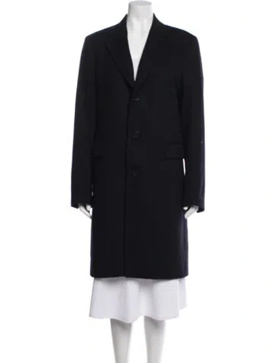 Pre-owned Sandro Wool Coat In Blue