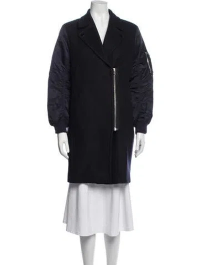 Pre-owned Sandro Wool Coat In Blue