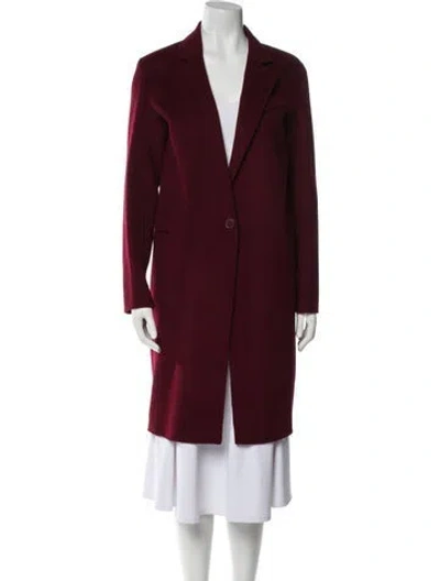 Pre-owned Sandro Wool Coat In Burgundy