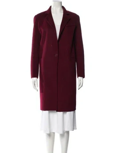 Pre-owned Sandro Wool Coat In Burgundy