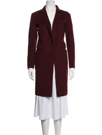 Pre-owned Sandro Wool Coat In Burgundy
