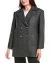 Sandro Woman Coat Lead Size 10 Virgin Wool In Gray