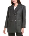 Sandro Woman Coat Lead Size 10 Virgin Wool In Gray