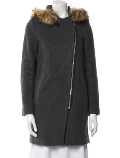 Pre-owned Sandro Wool Coat In Gray