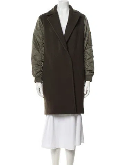 Pre-owned Sandro Wool Coat In Green