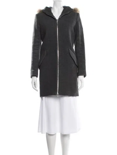Pre-owned Sandro Wool Coat In Grey