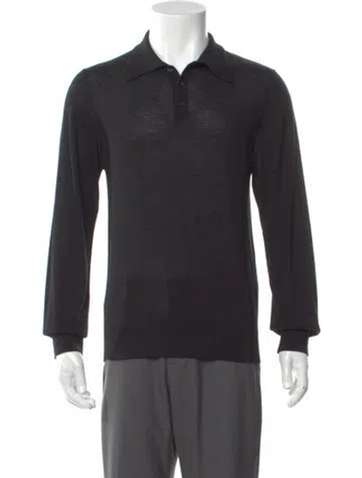 Pre-owned Sandro Wool Collar Polo Shirt W/ Tags In Black