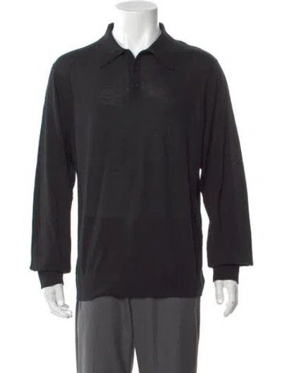 Pre-owned Sandro Wool Collar Polo Sweater In Black